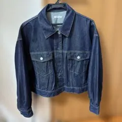 ダークブルー クロップドデニムジャケット M