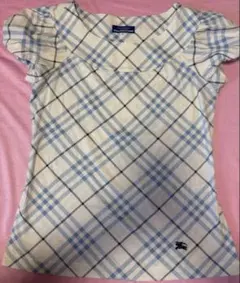 バーバリーブルーレーベル　カットソー半袖シャツ　 ブルーチェック　サイズ38