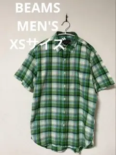 BEAMS ビームス　チェックシャツ　マドラスチェック　緑色　グリーン　シャツのサムネイル