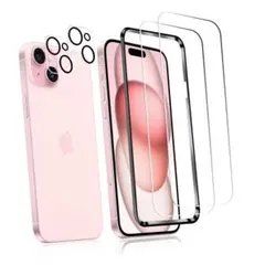iPhone 15 ガラスフィルム 2枚強化ガラス 2枚カメラフィルム