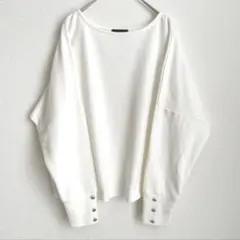 Seflayerドルマンスリーブリブトップス　ホワイト　白　薄手ニット　キレカワ