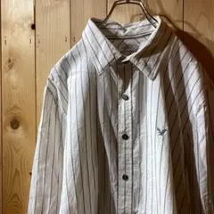ss4470 US古着 アメリカンイーグル 長袖シャツ ストライプ 白 L/Gのサムネイル