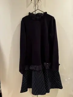 トロワラパン⭐︎KP ネイビーフリル襟ワンピース140