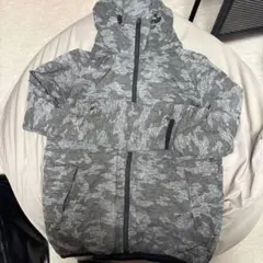 総柄 フード付き ナイロンジャケット グレー系