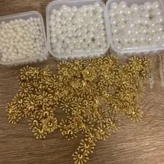 つまみ細工　パーツ　花芯　パール