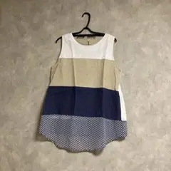 チュニック　綿と麻　ノースリーブTシャツ
