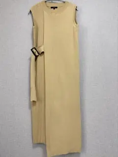 rienda パターンコンビラップニットワンピース ベージュ