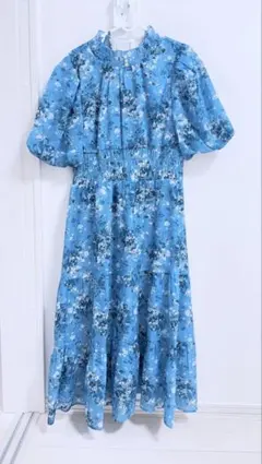 アクシーズファム オーガンジーフラワーワンピース ブルー