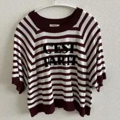 studio CLIP ストライプ 半袖ニット F