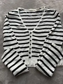 ストライプ リブ編み カーディガン 新品