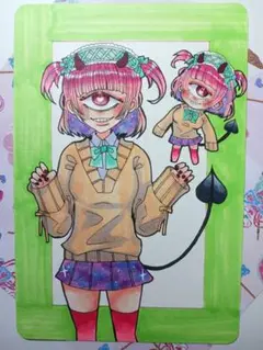 手描きイラスト　オリジナル　アナログイラスト　単眼ちゃん