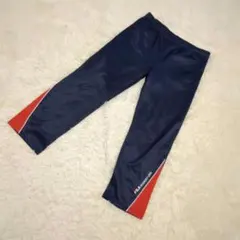 FILA ネイビー ジャージパンツ　裾ロゴ刺繍　リブ無し　ウエストゴム　調整ヒモ