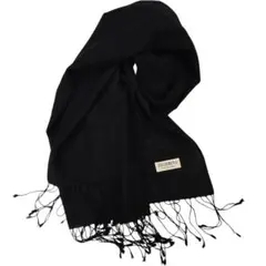 パシュミナ ストール フリンジ付き　ブラック　黒