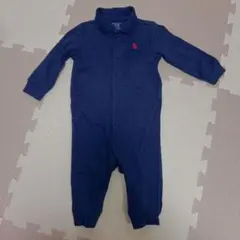 値下げ　ネイビー ボタン付きロンパース ポロ刺繍　ラルフローレン