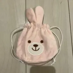 우사기 モチーフ 巾着袋 ピンク ドテラ