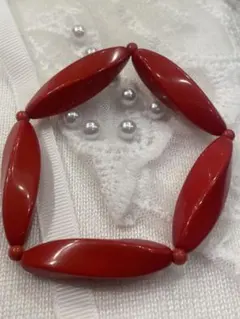 赤いオーバルビーズブレスレット 約5.6cm