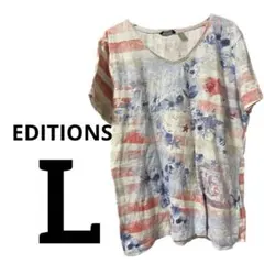 BASIC EDITIONS 半袖Tシャツ 【L/G 】花柄 英字