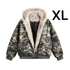男女兼用 秋冬 韓国 パーカー XL 迷彩柄 ボア ジャンバー ブルゾン