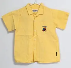 ミキハウス レトロ くま刺繍 半袖シャツ ブラウス 90cm 黄色