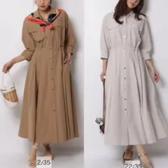 新品 ワーク シャツ ワンピース キャメル ピンクベージュ