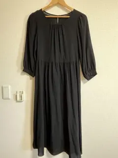 ブラックロングワンピース 七分袖