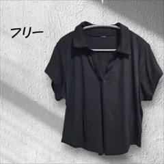 半袖ポロシャツ【フリー】 レディース 黒 ポロシャツ 半袖 シンプル