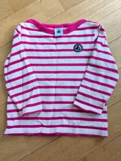 PETIT BATEAU ピンクストライプ長袖Tシャツ
