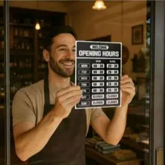 GEEKBEAR 営業時間表示サイン （ブラック） おしゃれな店舗・オフィスに