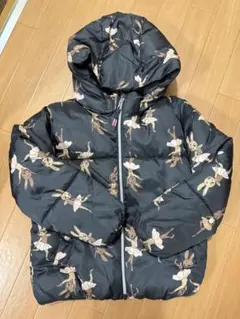 キッズ 中綿ジャケット バレエうさぎ柄 ブラック 130cm