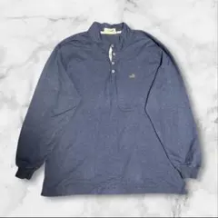 【CROCODILE】長袖ハーフボタンシャツ L相当 ブルー メンズ トップス