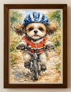 【水彩画アート】風を切る小さな冒険者だワン2L版写真用紙