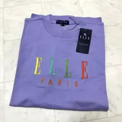 【新品】ELLE PARIS 半袖Tシャツ パープル 刺繍 Lサイズ コットンのサムネイル