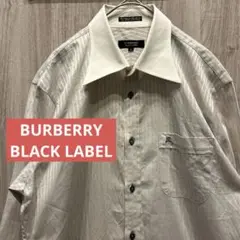 【美品】BURBERRY BLACK LABEL 長袖ワイシャツ 古着 刺繍ロゴ