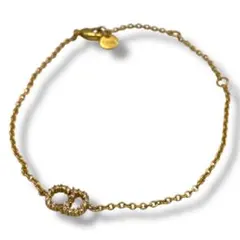 美品 Dior クリスチャンディオール ブレスレット ラインストーン CDロゴ