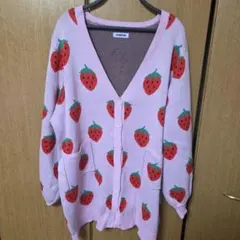 PUNYUS いちご柄カーディガン ピンク サイズ3