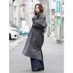 ungrid チェックロングコート　グレー