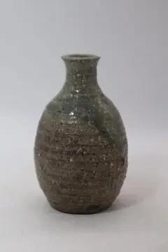 坂田甚内作　緑釉徳利　一輪挿　花入　送料込み　261011