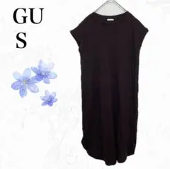 【GU】ジーユー◇Tシャツひざ丈ワンピース【S】ブラック　カジュアル　体系カバー