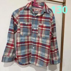 デニムダンガリー チェックシャツ サイズ130
