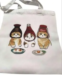 まとめ売り歓迎！ 猫 トートバッグ 白 38×33cm 新品 ソース
