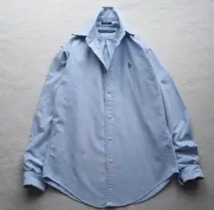 ラルフローレン ポニー刺繍 コットン オックスフォードシャツ 長袖 ブルー