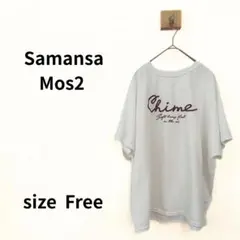 Samansa Mos2 blue ロゴ刺繍 ゆるTシャツ N-297のサムネイル