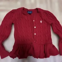 RALPH LAUREN 赤　ニット　カーディガン100