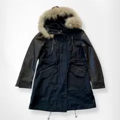 sabena リアルファー付きレザー切替えモッズコート