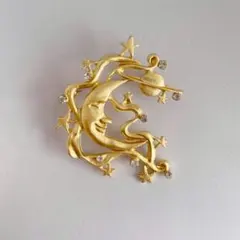 星と月のブローチ ゴールド 月 星 ブローチ　ビンテージ調　北欧風　プラネット