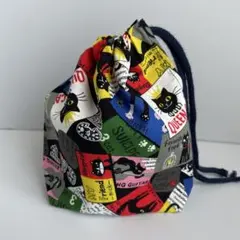 コップ巾着袋　猫柄　ハンドメイド20