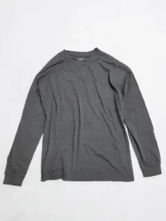 とろみ素材　ドロップショルダー　オーバサイズTシャツ　長袖　ダークグレー