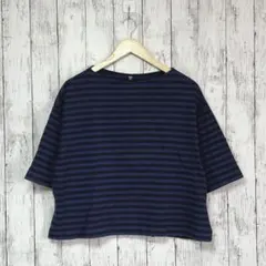 ユニクロ ボートネックプルオーバー ボーダー柄 カジュアル シンプル 秋冬