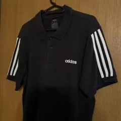 adidas ポロシャツ ブラック 3ストライプ　XLのサムネイル