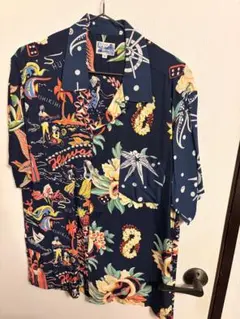 瞳*て様 【SUN SURF 】サンサーフ長袖アロハシャツ L パイナップル ク